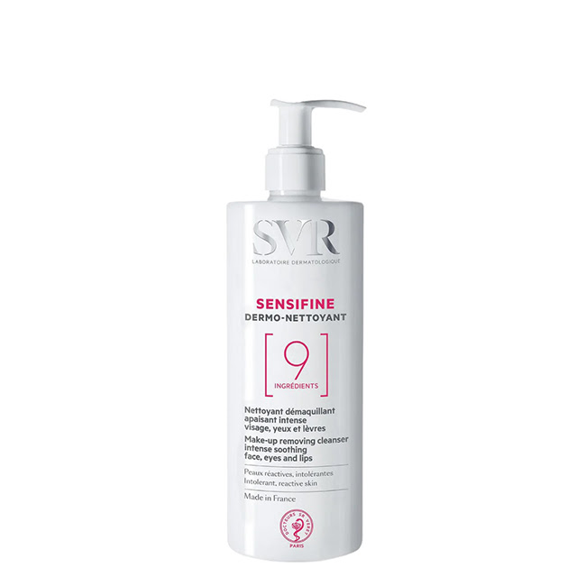 SVRSensifineDermo-NettoyantMake-upRemovingCleanser400ml Bottle of SVR Sensifine Dermo-Nettoyant Make-up Removing Cleanser by SVR, a cleanser indicated for removing waterproof makeup.