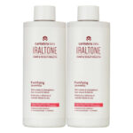Bottle of Iraltone Duo Fortifying Shampoo by Iraltone, a shampoo indicated for boosting hair growth and restructuring fiber.