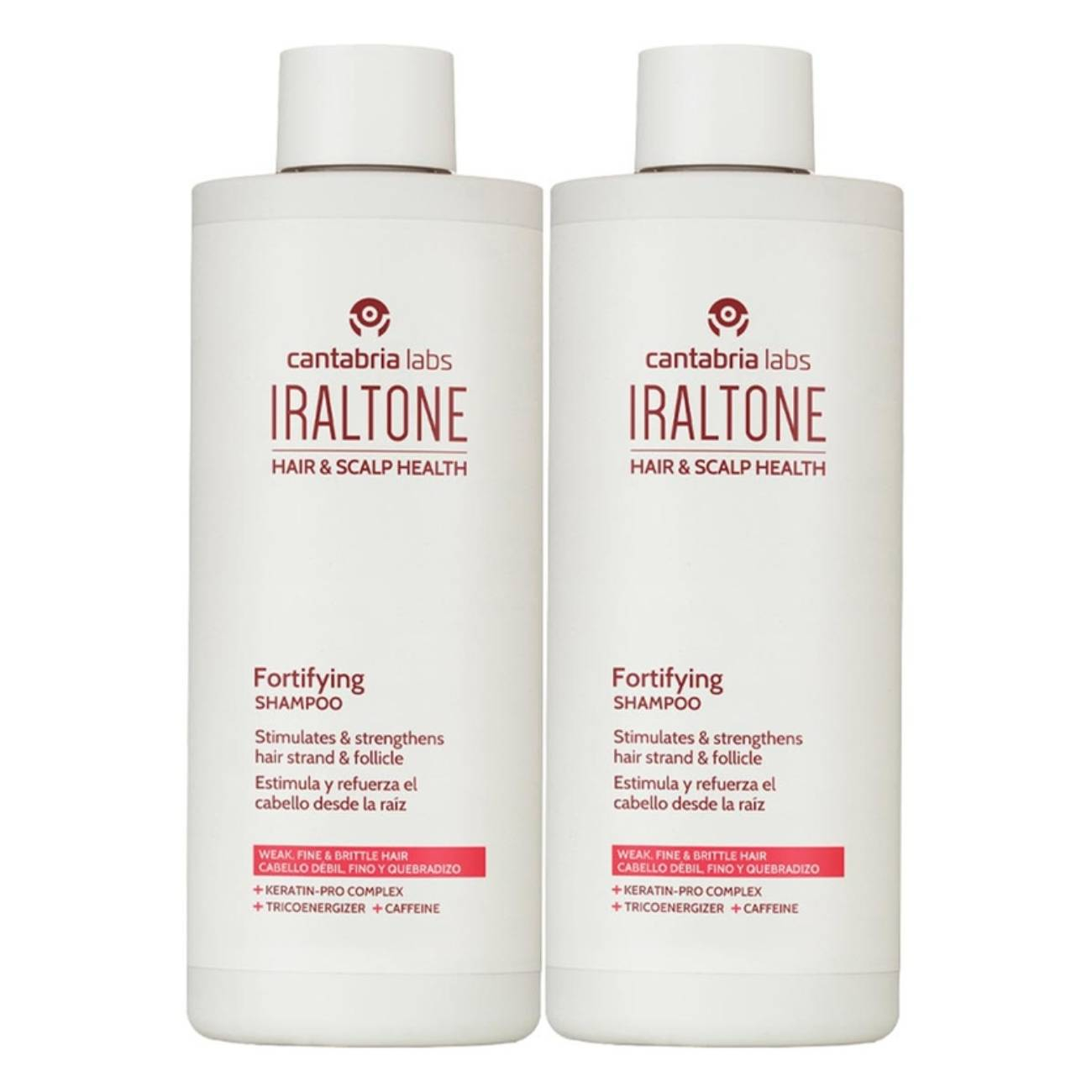 iraltoneduopack2 Bottle of Iraltone Duo Fortifying Shampoo by Iraltone, a shampoo indicated for boosting hair growth and restructuring fiber.