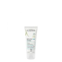 Tube  of  A-Derma  Biology  AC  Hydra  Compensating  Cream  by  A-Derma,  a  cream  indicated  for  hydrating  skin  during  acne  treatments.