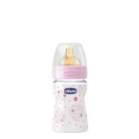 Bottle  of  Chicco  Benessere  Latex  Baby  Bottle  by  Chicco,  a  baby  bottle  indicated  for  newborns  to  reduce  the  risk  of  colic.