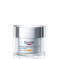 Jar  of  Eucerin  Hyaluron-Filler  3x  Effect  SPF30  Day  Cream  by  Eucerin,  a  day  cream  indicated  for  protecting  skin  and  filling  wrinkles.