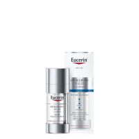 Product  container  of  Eucerin  Hyaluron-Filler  x3  Effect  Night  Peeling  &  Serum  by  Eucerin,  a  serum  indicated  for  skin  cell  renewal.