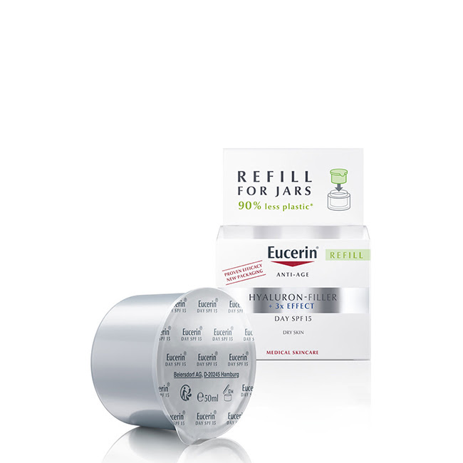 EucerinHyaluron-Fillerx3EffectSPF15DayCreamDrySkinRefill50ml Jar of Eucerin Hyaluron-Filler x3 Effect SPF15 Day Cream by Eucerin, a day cream indicated for hydrating and smoothing wrinkles.