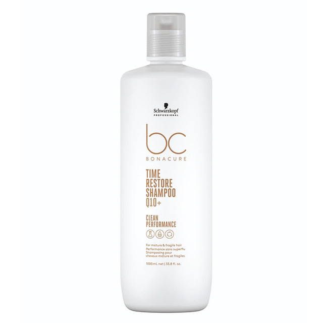 SchwarzkopfBCTimeRestoreShampoo1000ml Bottle of Schwarzkopf BC Time Restore Shampoo by Schwarzkopf, a shampoo indicated for repairing signs of aging in hair.