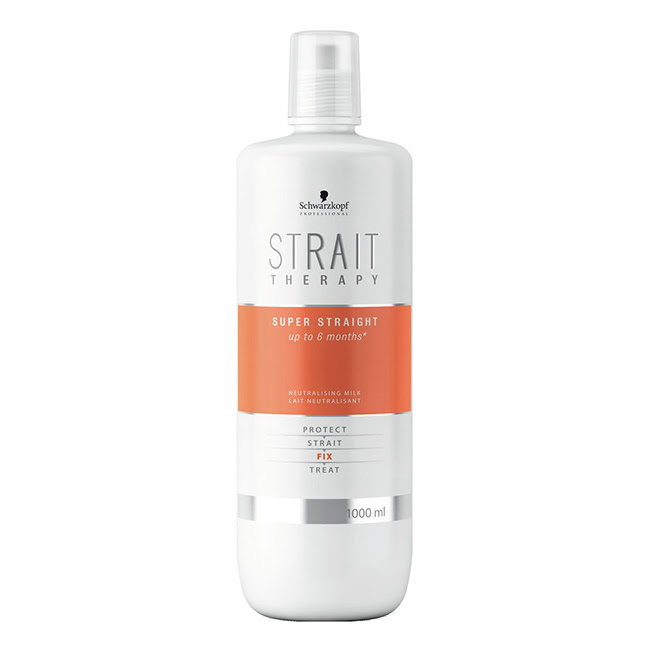 SchwarzkopfStraitTherapySuperStraightNeutralisingMilk1000ml Bottle of Schwarzkopf Strait Therapy Super Straight Neutralising Milk by Schwarzkopf, a milk indicated for hair straightening.