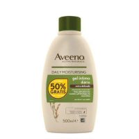 Bottle  of  Aveeno  Daily  Moisturizing  Daily  Intimate  Gel  by  Aveeno,  a  cleansing  gel  indicated  for  daily  intimate  hygiene.
