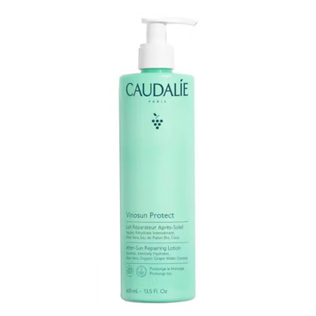 CaudalieVinosunProtectAfter-SunRepairingLotion400ml Bottle of Caudalie Vinosun Protect After-Sun Repairing Lotion by Caudalie, a milk lotion indicated for hydrating and soothing sun exposed skin.
