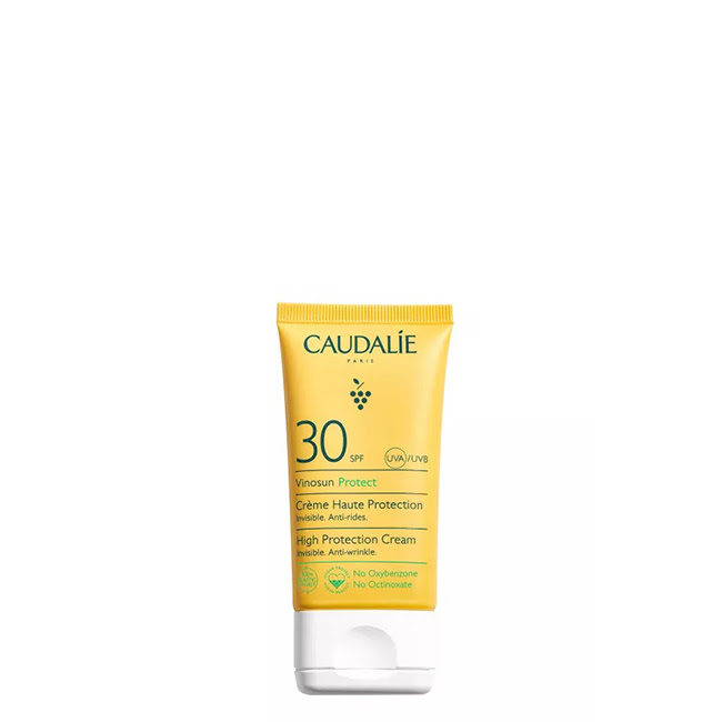 CaudalieVinosunProtectSPF30HighProtectionCream50ml Tube of Caudalie Vinosun Protect SPF30 High Protection Cream by Caudalie, a cream indicated for high sun protection and anti-wrinkles.