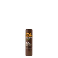 Product  container  of  Piz  Buin  Moisturising  Sun  Lipstick  Aloe  Vera  SPF30  by  Piz  Buin,  a  stick  indicated  for  moisturizing  and  protecting  the  lips.