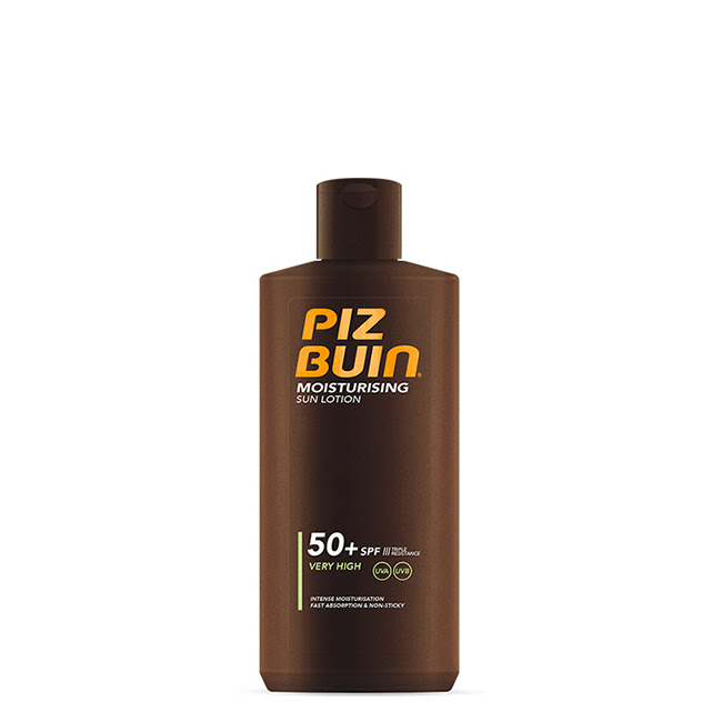 PizBuinMoisturisingSunLotionSPF50+200ml Bottle of Piz Buin Moisturising Sun Lotion SPF50
