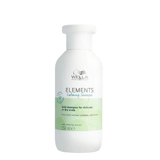 Wella Professionals Elements Calming Shampoo 250ml Bottle of Elements Calming Shampoo by Wella Professionals, a natural shampoo indicated for moisturizing dry scalp.