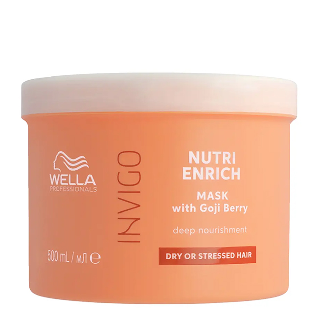 Wella Professionals Invigo Nutri-Enrich Mask 500ml Jar of Wella Professionals Invigo Nutri Enrich Deep Nourishing Mask by Wella Professionals, a mask indicated for dry and damaged hair.