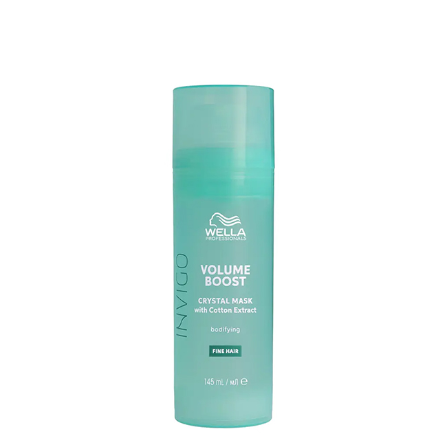 Wella Professionals Invigo Volume Boost Crystal Mask 145ml Jar of Invigo Volume Boost Crystal Mask by Wella Professionals, a crystalline mask indicated for providing body and shine to fine hair.