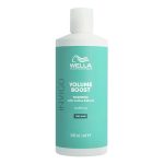 Bottle of Invigo Volume Boost Shampoo by Wella Professionals, a light shampoo indicated for cleansing and adding volume to fine hair.