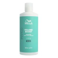 Bottle  of  Invigo  Volume  Boost  Shampoo  by  Wella  Professionals,  a  light  shampoo  indicated  for  cleansing  and  adding  volume  to  fine  hair.