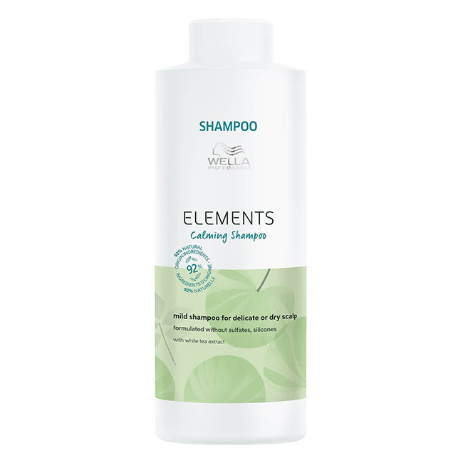 WellaProfessionalsElementsCalmingShampoo1000ml Bottle of Elements Calming Shampoo by Wella Professionals, a natural shampoo indicated for moisturizing dry scalp.