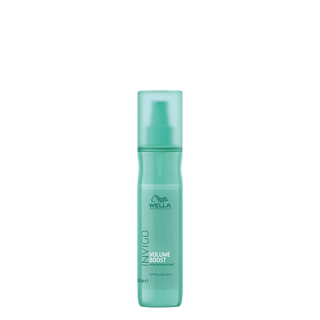WellaProfessionalsInvigoVolumeBoostUpliftingSpray150ml Spray of Invigo Volume Boost Uplifting Spray by Wella Professionals, a light spray indicated for providing density and body to fine hair.