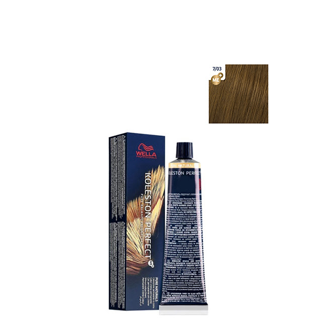 WellaProfessionalsKolestonPerfectPureNaturalsColor703MediumBlondeNaturalGold60ml Wella Professionals Koleston Perfect Pure Naturals Coloração Cor 7/03 Medium Blonde Natural Gold 60ml - Image 1