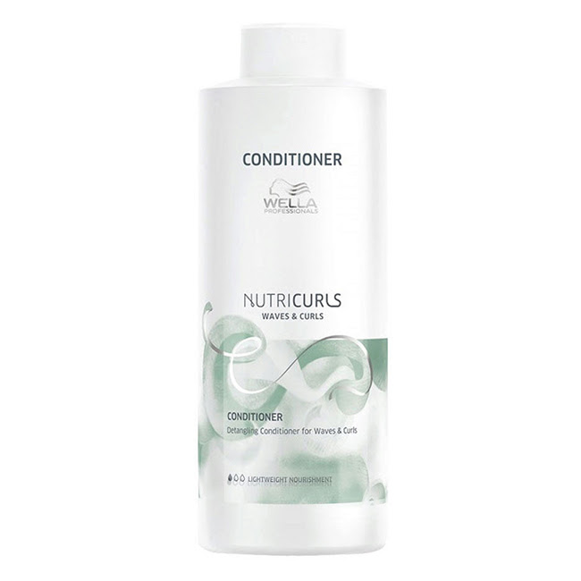 WellaProfessionalsNutricurlsConditioner1000ml Bottle of Nutricurls Conditioner by Wella Professionals, a gentle conditioner indicated for moisturizing and detangling curly hair.