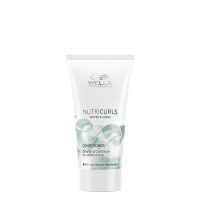 Bottle  of  Nutricurls  Conditioner  by  Wella  Professionals,  a  gentle  conditioner  indicated  for  moisturizing  and  detangling  curly  hair.