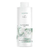 Bottle  of  Nutricurls  Curls  Shampoo  by  Wella  Professionals,  a  micellar  shampoo  indicated  for  cleansing  and  defining  curls.