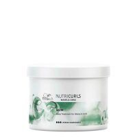 Jar  of  Nutricurls  Mask  by  Wella  Professionals,  a  moisturizing  mask  indicated  for  preventing  frizz  and  defining  curls  and  waves.