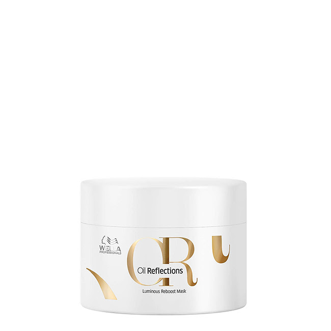 WellaProfessionalsOROilReflectionsLuminousReboostMask150ml Jar of Wella Professionals OR Oil Reflections Luminous Reboost Mask, a hair mask indicated for hydrating and nourishing hair.
