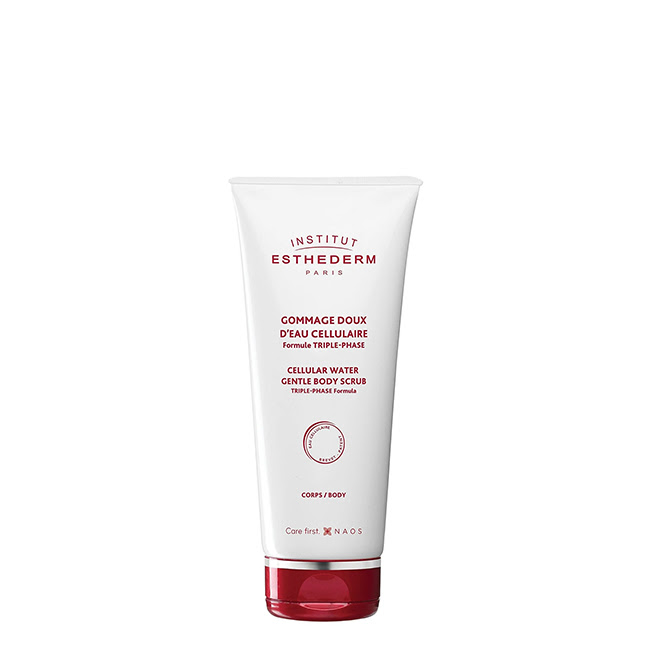 EsthedermCellularWaterGentleBodyScrub200ml Tube of Esthederm Cellular Water Gentle Body Scrub by Esthederm, a creamy scrub indicated for exfoliating and revitalizing the body.