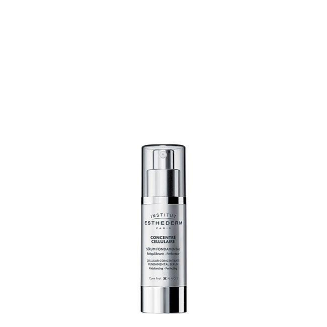 EsthedermConcentréCellulaireCellularConcentrateFundamentalSerum30ml Bottle of Esthederm Concentré Cellulaire Cellular Concentrate Fundamental Serum by Esthederm, a serum indicated for aging signs.