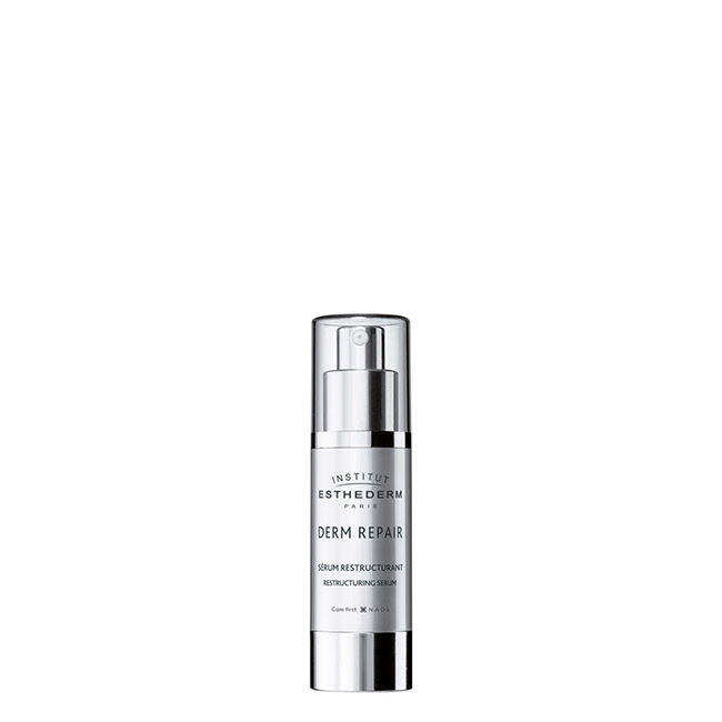 EsthedermDermRepairRestructuringSerum30ml Bottle of Esthederm Derm Repair Restructuring Serum by Esthederm, a light serum indicated for correcting wrinkles and aging effects.