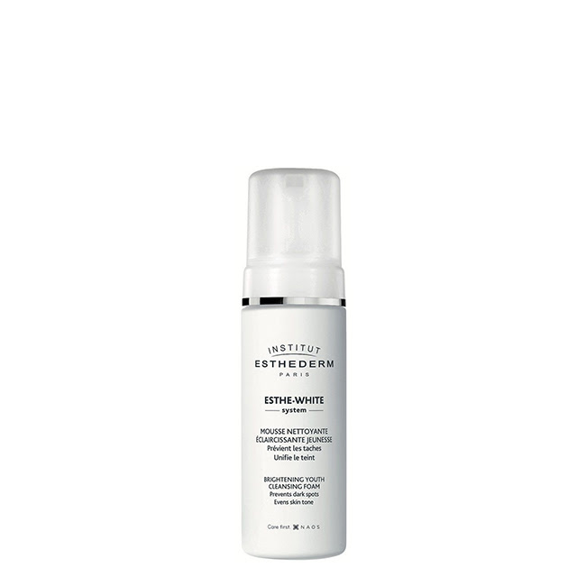 EsthedermEsthe-WhiteBrighteningYouthCleansingFoam150ml Product container of Esthederm Esthe-White Brightening Youth Cleansing Foam, a foam indicated for hyperpigmented skin.