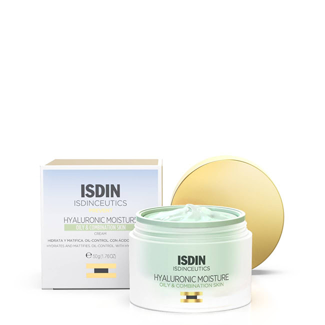 IsdinIsdinceuticsHyaluronicMoistureOily&CombinationSkin50g Jar of Isdin Isdinceutics Hyaluronic Moisture Oily & Combination Skin by Isdin, a cream indicated for deep skin hydration.