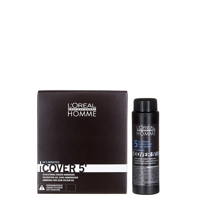 LOrealProfessionnelHommeCover5AmmoniaFreeColorForMenColor5LightBrown3x50ml L'Oréal Professionnel Homme Cover 5 Coloração em Gel Cor 5 Light Brown 3x50ml - Image 1