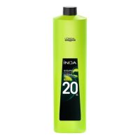 Bottle  of  INOA  20  vol  Rich  Developer  by  LOréal  Professionnel,  a  creamy  liquid  indicated  for  luminous  and  intense  hair  coloring.