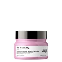 Jar  of  Liss  Unlimited  Mask  by  LOréal  Professionnel,  a  protective  mask  indicated  to  nourish  and  smooth  rebellious  hair.