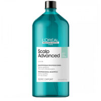 Bottle  of  LOreal  Professionnel  Scalp  Advanced  Shampoo  by  LOreal,  a  shampoo  indicated  for  purifying  and  nourishing  the  scalp.