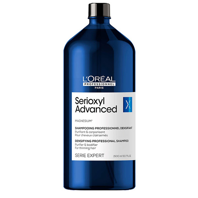 L'OrealProfessionnelSerioxylAdvancedShampoo1500ml Bottle of LOreal Professionnel Serioxyl Advanced Shampoo by LOreal, a shampoo indicated for thinning hair and hair density.