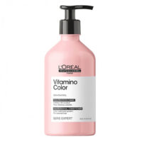 Bottle  of  LOreal  Professionnel  Vitamino  Color  Conditioner,  a  creamy  conditioner  indicated  for  color-treated  hair  protection.