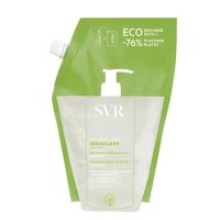 Bottle  of  SVR  Sebiaclear  Cleansing  Micellar  Water  Refill,  a  micellar  water  indicated  for  purifying  and  matifying  combination  to  oily  skin.