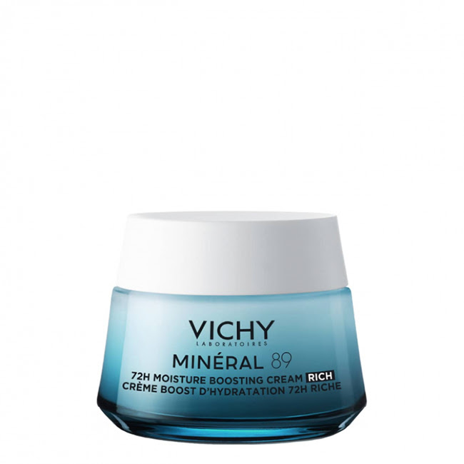 VichyMineral8972hMoistureBoostingRichCream50ml Jar of Vichy Mineral 89 72h Moisture Boosting Rich Cream by Vichy, a rich cream indicated for deep hydration of dry skin.