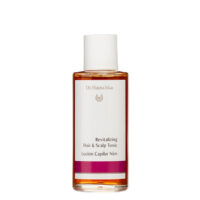 Bottle  of  Dr.  Hauschka  Hair  &  Scalp  Tonic,  a  hair  tonic  indicated  for  regulating  the  scalp  and  preventing  dandruff.