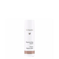 Bottle  of  Dr.  Hauschka  Regenerating  Serum,  a  serum  cream  indicated  for  restoring  elasticity  and  firming  mature  skin.