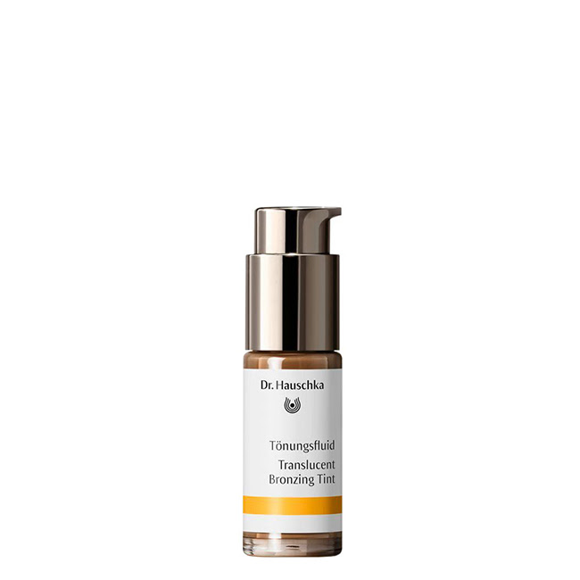 Dr.HauschkaTranslucentBronzingTint18ml Product container of Dr. Hauschka Translucent Bronzing Tint, a fluid tint indicated for a natural bronzed look.