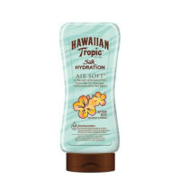 Bottle  of  Hawaiian  Tropic  After  Sun  Ultra  Light  Coconut  &  Papaya  by  Hawaiian  Tropic,  a  lotion  indicated  for  skin  moisturization.