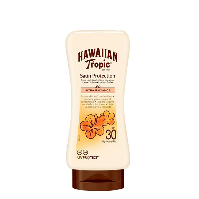 HawaiianTropicSatinUltraRadianceSunLotionSPF30180ml Hawaiian Tropic Satin Ultra Radiance Sun Lotion SPF30 Loção Solar 180ml - Image 1