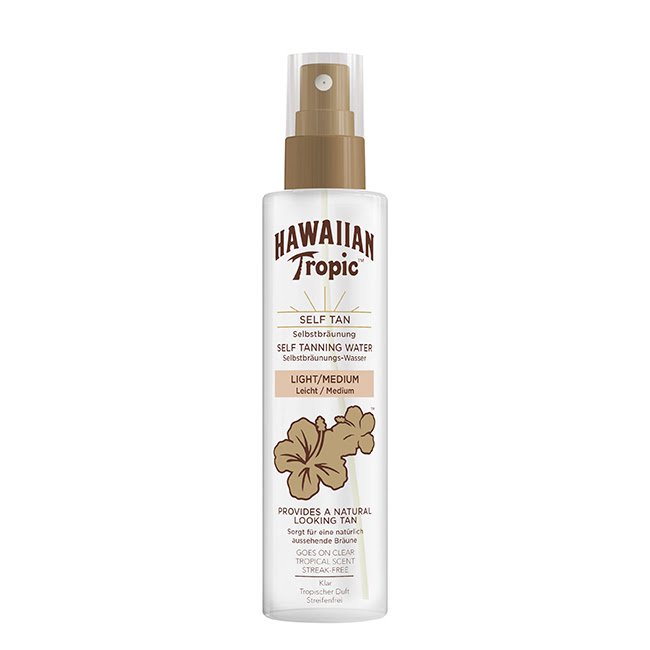 HawaiianTropicSelfTanningWaterLight-Medium190ml Spray of Hawaiian Tropic Self Tanning Water Light-Medium by Hawaiian Tropic, a tanning water indicated for a light to medium tan.