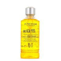Bottle  of  LOccitane  Lait-en-Huile  Face  Makeup  Remover,  a  soothing  oil  indicated  for  removing  waterproof  makeup.