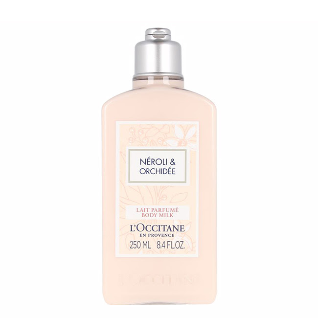 L'OccitaneNéroli&OrchidéeBodyMilk250ml Bottle of LOccitane Neroli & Orchidee Body Milk, a moisturizing body milk indicated for softening the skin.