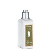 Bottle  of  LOccitane  Verbena  Body  Milk,  a  moisturizing  body  milk  indicated  for  nourishing  and  softening  the  skin.